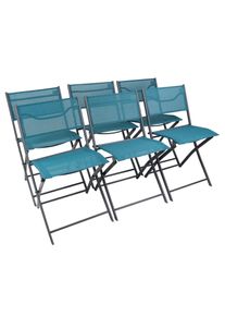 Gartenstuhl Vcm "6-tlg. Gartenstuhl Balkonstuhl Klappstuhl Sumila", blau (t&uuml;rkis), B:45cm T:46cm, Obermaterial: 80% Textilmaterial TEXMAT. 20% Metall MT., St&uuml;hle, Gartenstuhl