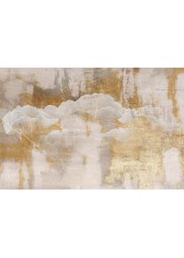 Leinwandbild queence "Gingko Abstrakt in Gold, Canvas Bild von Hand bespannt", farbe bild(er): gold,beige,wei&szlig;, B:40cm H:30cm T:2cm, Bilder, Leinwandbild, Zeitlose Ginkgo-Motive in hellen Farben