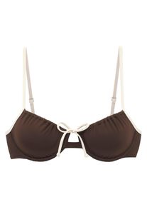 B&uuml;gel-Bikini-Top Copenhagen Studios "Emma", Damen, Gr. 38, Cup E, braun (chocolate), Recycling-Polyamid, Bikini-Oberteile B&uuml;gel-Bikini-Top, mit Kontrastdetails
