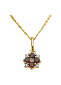 Kettenanh&auml;nger Firetti "Schmuck Geschenk Gold 333 oder 375 Halsschmuck Anh&auml;nger Blume", rot (gelbgoldfarben, wei&szlig;goldfarben, rot, rot), Schmuckanh&auml;nger, Damen, 0,02 P2 = erkennbare Einschl&uuml;sse, Diamanten Gelbgold 333, 0,58 g, Diamanten, Gelbgold 333, Kettenanh&auml;nger, mit Rubin oder Saphir - mit Brillanten