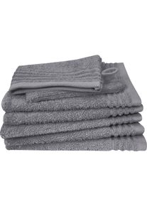 Waschhandschuh Dyckhoff "Waschhandschuh-Set BRILLANT 6-tlg., Baumwolle, 550 g/m&sup2;", grau, B:16cm L:21cm, Frottier, Baumwolle, Handt&uuml;cher, Waschhandschuh, Baumwolle