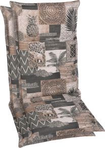 Hochlehnerauflage GO-DE, braun (braun, natur), B:50cm T:120cm, Baumwolle, Polyester, Polsterauflagen, Hochlehnerauflage, braun/natur