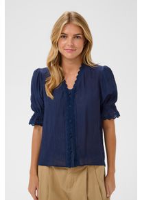 Kurzarmbluse Saint Tropez "KristelSZ Shirt", Damen, Gr. L, ombre blau, Web, Obermaterial: 80% Viskose, 20% Polyacryl, unifarben, normal, V-Ausschnitt, Blusen Kurzarmbluse
