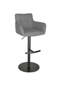 Livetastic , Grau, Schwarz , Metall, Leder , Echtleder , Rindleder , 54.5x90x112 cm , Sitzfl&auml;che 360&deg; drehbar, inklusive Armlehnen ,