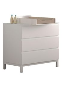 Vipack , Wei&szlig; , Holz, Holzwerkstoff , Kiefer , teilmassiv , 3 Schublade(n) Schubladen , 98.5x103.4x72.6 cm ,