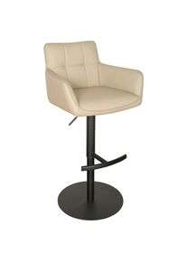 Livetastic , Schwarz, Beige , Metall, Leder , Echtleder , Rindleder , 54.5x90x112 cm , Sitzfl&auml;che 360&deg; drehbar, inklusive Armlehnen ,