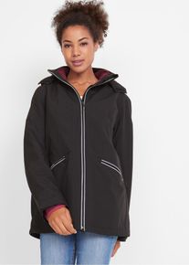 bonprix Funktions-Outdoor-3 in 1 Jacke mit Strickfleece-Innenjacke, schwarz, Gr.50, 3 in 1 Regenjacke mit weitenregulierbarem Saum, Kabelfunktion und Rei&szlig;verschlusstaschen, weit geschnitten