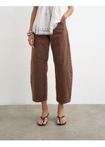 Weite Jeans Topshop "TSBARREL HR DENIM JEANS BROWN NOOS", Damen, Gr. 26, L&auml;nge 32, braun denim, Denim/Jeans, Obermaterial: 100% Baumwolle, clean, weit kn&ouml;chelfrei, Jeans Weite Jeans, Baumwolle, barrel fit, high waist