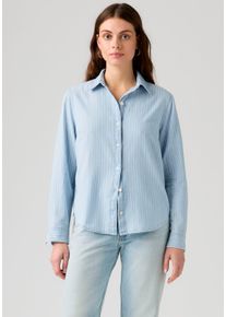 Levi's Hemdbluse LEVI'S "CARLILE CLASSIC POPLIN SHIRT", Damen, Gr. XS (34), string me along, Web, Obermaterial: 100% Baumwolle, gestreift, normal h&uuml;ftbedeckend, Manschette, Blusen Hemdbluse, Klassischer Hemdblusenkragen