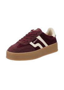 Plateausneaker Gant "Cuzmani", Damen, Gr. 42, weinrot, Leder, Veloursleder, kontrastfarbene Details, Schuhe Plateausneaker, Schn&uuml;rschuh, Halbschuh, Retrosneaker im Streetwear-Look