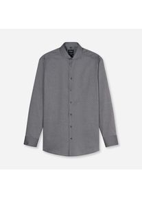 Langarmhemd OLYMP "Luxor", Herren, Gr. 42, N-Gr, grau (schwarz), Web, Obermaterial: 100% Baumwolle, tailliert normal, 2-Knopf-Manschette, Hemden Langarmhemd, Businesshemd, Royal-Kentkragen, Modern Fit