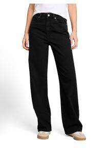 5-Pocket-Jeans Tom Tailor Denim "Style LINOU", Damen, Gr. XXL, N-Gr, schwarz denim, Denim/Jeans, Obermaterial: 100% Baumwolle, unifarben, normal lang, Jeans 5-Pocket-Jeans, mit weitem Bein