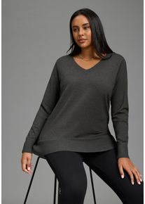 Strickpullover LAURA SCOTT CURVE "Gro&szlig;e Gr&ouml;&szlig;en", Damen, Gr. 56/58, grau (dunkelgrau m&eacute;lange), Feinstrick, Obermaterial: 50% Viskose, 28% Polyester, 22% Polyamid, unifarben, Basic, figurumspielend normal, V-Ausschnitt, Rippb&uuml;ndchen, Pullover Strickpullover, figurumspielend, mit V-Ausschnitt