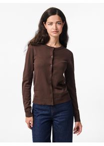 Strickjacke Pieces "PCNORA LS O-NECK KNIT CARDIGAN NOOS BC", Damen, Gr. XS, braun (hot fudge), Strick, Obermaterial: 50% Viskose, 28% Polyester, 22% Nylon, unifarben, slim fit normal, Rundhals, Strickjacken Strickjacke, Viskosemischung, slim fit