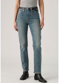 Levi's Straight-Jeans LEVI'S "724 HIGH RISE STRAIGHT", Damen, Gr. 27, L&auml;nge 32, blau (tree time), Denim/Jeans, Obermaterial: 80% Baumwolle, 19% Polyester, 1% Elasthan, straight fit lang, Jeans Straight-Jeans