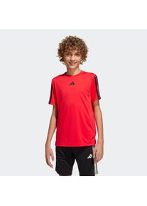 T-Shirt adidas Sportswear "J TR-ES 3S TEE", M&auml;dchen, Gr. 176, rot (pure ruby, schwarz), Obermaterial: 100% Polyester, Rundhals, Shirts T-Shirt, f&uuml;r Kinder, mit Rundhalsausschnitt, ohne Verschluss, aus Polyester