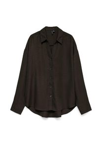 V&eacute;ro Moda Langarmbluse VERO MODA "VMMELANEY QUEENY LS SHIRT WVN NOOS", Damen, Gr. XS, braun (chocolate torte), Web, Obermaterial: 100% Polyester, unifarben, loose fit Po-bedeckend, V-Ausschnitt, Blusen Langarmbluse, Kunstfaser, loose fit