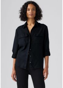 Levi's Hemdbluse LEVI'S, Damen, Gr. XS (34), anthrazit night gd, Web, Obermaterial: 100% Lyocell, figurumspielend h&uuml;ftbedeckend, Krempel&auml;rmel,mit Riegel Manschette krempelbar, Blusen Hemdbluse, Krempel&auml;rmel mit Riegel