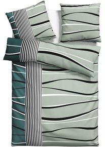 Bettw&auml;sche OTTO HOME "Renu in Gr. 135x200 oder 155x220 cm", gr&uuml;n, B/L: 135cm x 200cm, 1 Stk., 1 Stk., Flanell, B/L: 80cm x 80cm, 2, Flanell, Obermaterial: 100% Baumwolle, Bettw&auml;sche, Bettw&auml;sche, Bettw&auml;sche aus Baumwolle, grafische Bettw&auml;sche mit Wellen-Design
