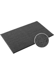 Badematte OTTO HOME "Vanessa Chenille, Badvorleger, Badezimmer Teppich, Duschvorleger" Gr. 3, grau (anthrazit), H:15mm, Polyester, Badematten, Badematte, Uni Farben, besonders weich