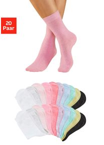 H.I.S. Basicsocken H.I.S, Damen, Gr. 39-42, 20x farbig, Baumwollmischung, uni und melange, elastisch, Socken Basicsocken, in der Gro&szlig;packung