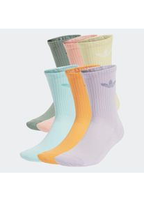 Sportsocken adidas originals "TREFOIL CUSHION CREW, 6 PAAR", Herren, Gr. S (37/39), bunt (silber gr&uuml;n, glow pink, powder gelb), Obermaterial: 65% Baumwolle, 31% Polyester, 3% Elasthan, 1% sonstige Fasern, Socken Sportsocken, f&uuml;r Erwachsene, im praktischen 6er-Pack, mit Trefoil Logo