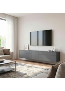 Lowboard "Essentials, TV-Board, TV-Kommode, TV-Schrank, TV-M&ouml;bel", graphit, B:277cm H:55cm T:42cm, Holzwerkstoff, MDF, LeGer Home by Lena Gercke, Sideboards, Lowboard, Breite: 277 cm, UV lackiert, Push-to-open-Funktion