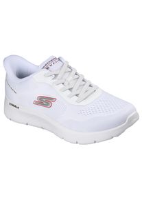 Slip-On Sneaker Skechers "GO WALK FLEX-MASTER", Herren, Gr. 47, wei&szlig;, rot, Textil, Schuhe Slip-On Sneaker, Schlupfschuh, Halbschuh, Freizeitschuh mit elastischen Schn&uuml;rsenkeln