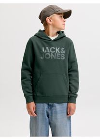 Jack & Jones Kapuzensweatshirt JACK & JONES JUNIOR "JJECORP LOGO SWEAT HOOD NOOS JNR", Jungen, Gr. 176, gr&uuml;n (scarab print:big tonal), angeraute Sweatware, Obermaterial: 70% Baumwolle, 30% Polyester, bedruckt, regular fit normal, Rundhals, Rippb&uuml;ndchen, Sweatshirts Kapuzensweatshirt, Baumwollmischung, regular fit