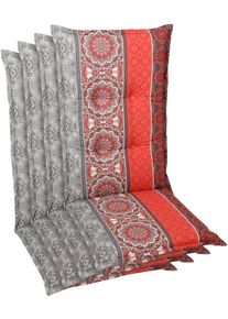 Hochlehnerauflage GO-DE, rot, B:50cm H:7cm T:120cm, Baumwolle, Polyester, Polyurethan, Polsterauflagen, Hochlehnerauflage, Ma&szlig;e ca.: 50 cm x 120 cm x 7 cm