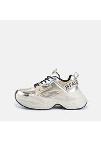 Plateausneaker Buffalo "YUNO", Damen, Gr. 42, beige (silberfarben), Lederimitat, Textil, Schuhe Plateausneaker, Chunky-Sneaker, Schn&uuml;rschuh, Leichtgewicht mit Memory Foam-Innensohle