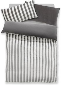 Wendebettw&auml;sche OTTO HOME "Greta", grau, B/L: 135cm x 200cm, 1 Stk., 1 Stk., Microfaser, B/L: 40cm x 80cm, 2, Microfaser, Obermaterial: 100% Polyester, Bettw&auml;sche, Wendebettw&auml;sche, Bettw&auml;sche mit Streifen in verschiedenen Qualit&auml;ten, ab 135x200 cm