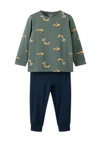 Schlafanzug name it "NMMNIGHTSET EXCAVATOR NOOS", Jungen, Gr. 86/92, urban chic pack:w, schwarz sapphire pant, Jersey, Obermaterial: 95% Baumwolle, 5% Elasthan, bedruckt, lang, Rundhals, Homewear-Sets Schlafanzug, Baumwollmischung