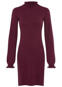 Strickkleid Laura Scott, Damen, Gr. 48, N-Gr, lila (bordeaux), Strick, Obermaterial: 50% Viskose, 28% Polyester, 22% Polyamid, unifarben, sehr figurbetont mini, Rundhals, R&uuml;schen, Kleider Strickkleid, aus Viskosemischung mit femininem R&uuml;schendetail