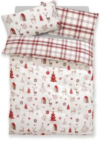 Bettw&auml;sche OTTO HOME "Mikkel", rot, B/L: 135cm x 200cm, 1 Stk., 1 Stk., Flanell, B/L: 40cm x 80cm, 2, Flanell, Obermaterial: 100% Baumwolle, Bettw&auml;sche, Bettw&auml;sche, Bettw&auml;sche ab Gr. 135x200 cm,100% Baumwolle, Weihnachten