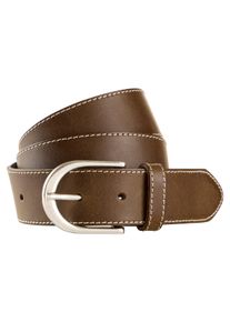 Lederg&uuml;rtel Laura Scott, Damen, Gr. 85, braun (cognac, creme), Rindsleder, kontrastfarbene Details, unifarben mit Farbeinsatz, G&uuml;rtel Lederg&uuml;rtel