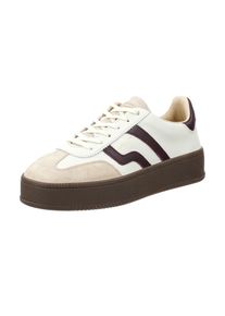 Sneaker Gant "Cuzmani", Damen, Gr. 38, Leder, beige (wei&szlig;, dunkellila), Leder, Veloursleder, kontrastfarbene Details, Schuhe Sneaker, Plateausneaker, Halbschuh, Retro-Sneaker zum Schn&uuml;ren