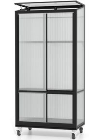 Gew&auml;chshaus Vitavia "HKP4mm", schwarz, B:81cm H:168,2cm T:43cm, Gew&auml;chsh&auml;user, Gew&auml;chshaus, Balkongew&auml;chshaus mit Stahlfundament