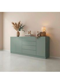 borchardt M&ouml;bel Sideboard BORCHARDT M&Ouml;BEL "Vaasa, Kommode mit 3 Vaasa, Kommode mit 3 T&uuml;ren und 4 Schubk&auml;sten", gr&uuml;n (salbei), B:190cm H:79cm T:35cm, Holzwerkstoff, Sideboards, Sideboard, Sideboard Breite 190 cm, H&ouml;he 79 cm, mit Push-to-open-Funktion