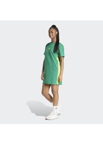 Shirtkleid adidas Sportswear "W 3S T DRE WC", Damen, Gr. S, N-Gr, bold gr&uuml;n, bright gelb, Obermaterial: 93% Baumwolle, 7% Elasthan, Kleider Shirtkleid