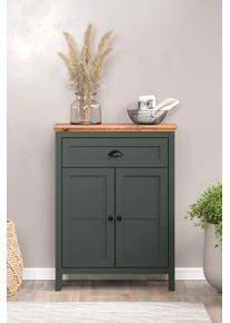 Kommode Home Affaire "Vienna", gr&uuml;n (tannengr&uuml;n, eiche), B:77cm H:102cm T:39cm, Sideboards, Kommode, Kommode mit 2 T&uuml;ren, 1 Schubkasten & Soft-Close - (B/T/H) 77/39/102 cm