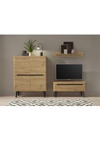 Wohnwand Home Affaire "Torge, Anbauwand, Schrankwand, Mediawand, Wohnzimmer-Set", braun (eiche), B:234cm H:170cm T:40cm, Holzwerkstoff, Kastenm&ouml;bel-Sets, Wohnwand