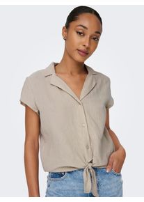 Kurzarmbluse Only "ONLTHYRA LIFE CAPSLEEVE SHIRT WVN", Damen, Gr. M (38), beige (oxford tan), Web, Obermaterial: 100% Baumwolle, unifarben, regular fit kurz, V-Ausschnitt, Blusen Kurzarmbluse, Baumwolle, regular fit, Topseller