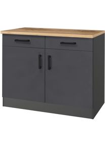Unterschrank KOCHSTATION "KS-Toronto, Breite 100 cm", schwarz (anthrazit, grafitgrau), B:100cm H:85cm T:60cm, Holzwerkstoff, Schr&auml;nke, Unterschrank