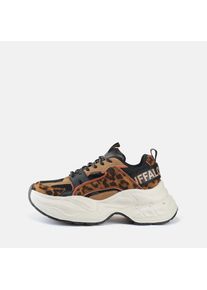 Plateausneaker Buffalo "YUNO", Damen, Gr. 42, leo, schwarz, Lederimitat, Textil, Schuhe Plateausneaker, Chunky-Sneaker in Leo-Optik, Leichtgewicht