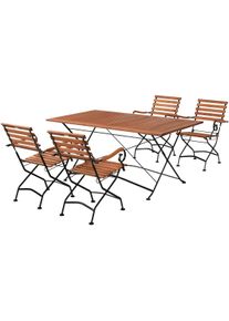 Garten-Essgruppe Merxx "Schlo&szlig;garten", braun, B:57cm H:85cm T:60cm, FSC-zertifiziertes Massivholz, Sitzm&ouml;bel-Sets, Garten-Essgruppe, 4 Klappsessel und Klapptisch