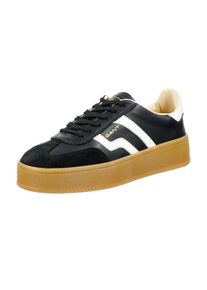 Sneaker Gant "Cuzmani", Damen, Gr. 42, Leder, schwarz, Leder, Veloursleder, kontrastfarbene Details, Schuhe Sneaker, Plateausneaker, Schn&uuml;rschuh, Retro-Sneaker mit honigfarbener Laufsohle