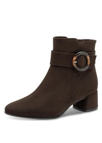 Stiefelette Marco Tozzi, Damen, Gr. 40, dunkelbraun, Textil, Veloursleder, unifarben, Schuhe Stiefelette, Blockabsatz, Abendschuh, Festtagsschuh mit Zierschnalle