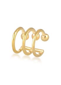 Ohrklemme Elli "Ohrringe Ear Cuffs 3er Ohrklemme Kugel Trend 925er Silber" Gr. 11, gold, Ohrringe, Damen, 11, ohne Stein, Silber 925 (Sterlingsilber), Ohrklemme