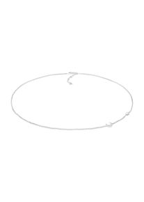 Silberkette Elli "Halskette Halbmond Astro Mondstein 925 Silber" Gr. 40, silber, Halsketten, Damen, mit Stein, Silber 925 (Sterlingsilber), Silberkette